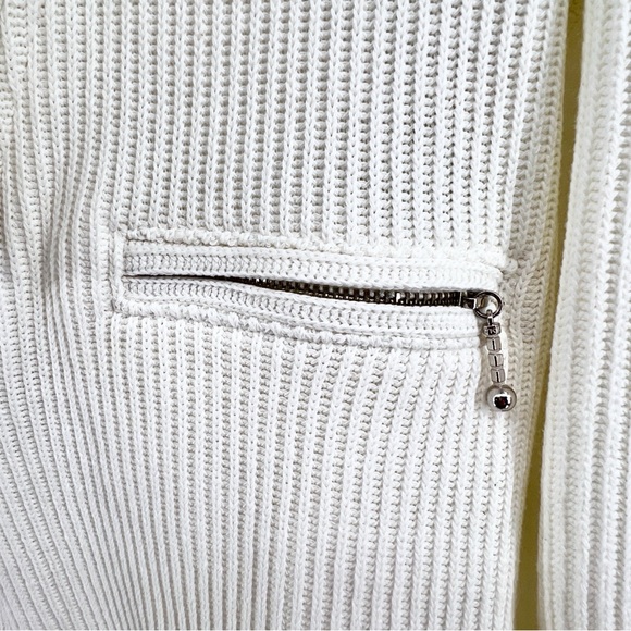 Vintage Together Ribbed Sweater Large Knit White Asymmetrical Zip Collared Moto - Picture 12 of 16